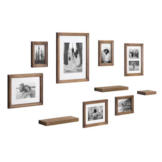 Kate and Laurel Bordeaux Gallery Wall Frame & Shelf Set